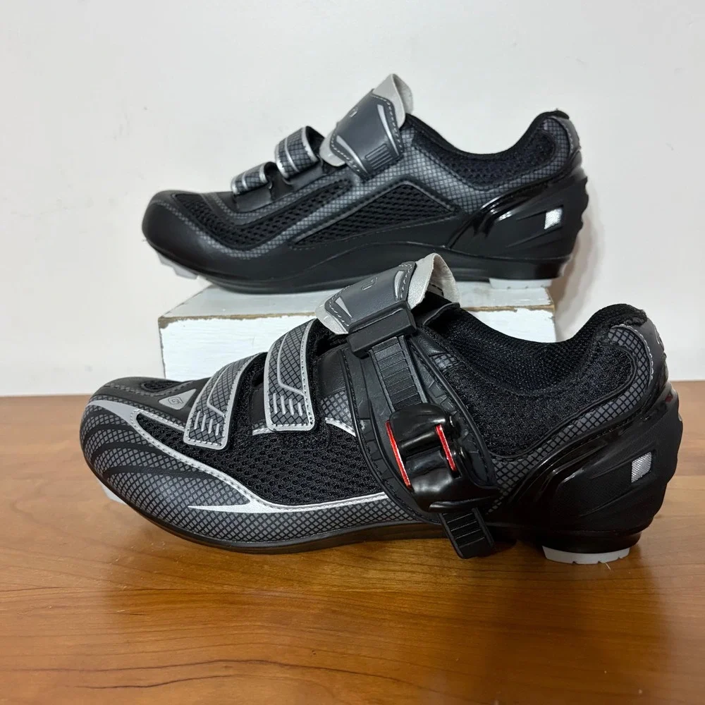 Gavin Cycling Shoes Black Silver Road Indoor Spin Bike Shoes Size 38 with Cleats